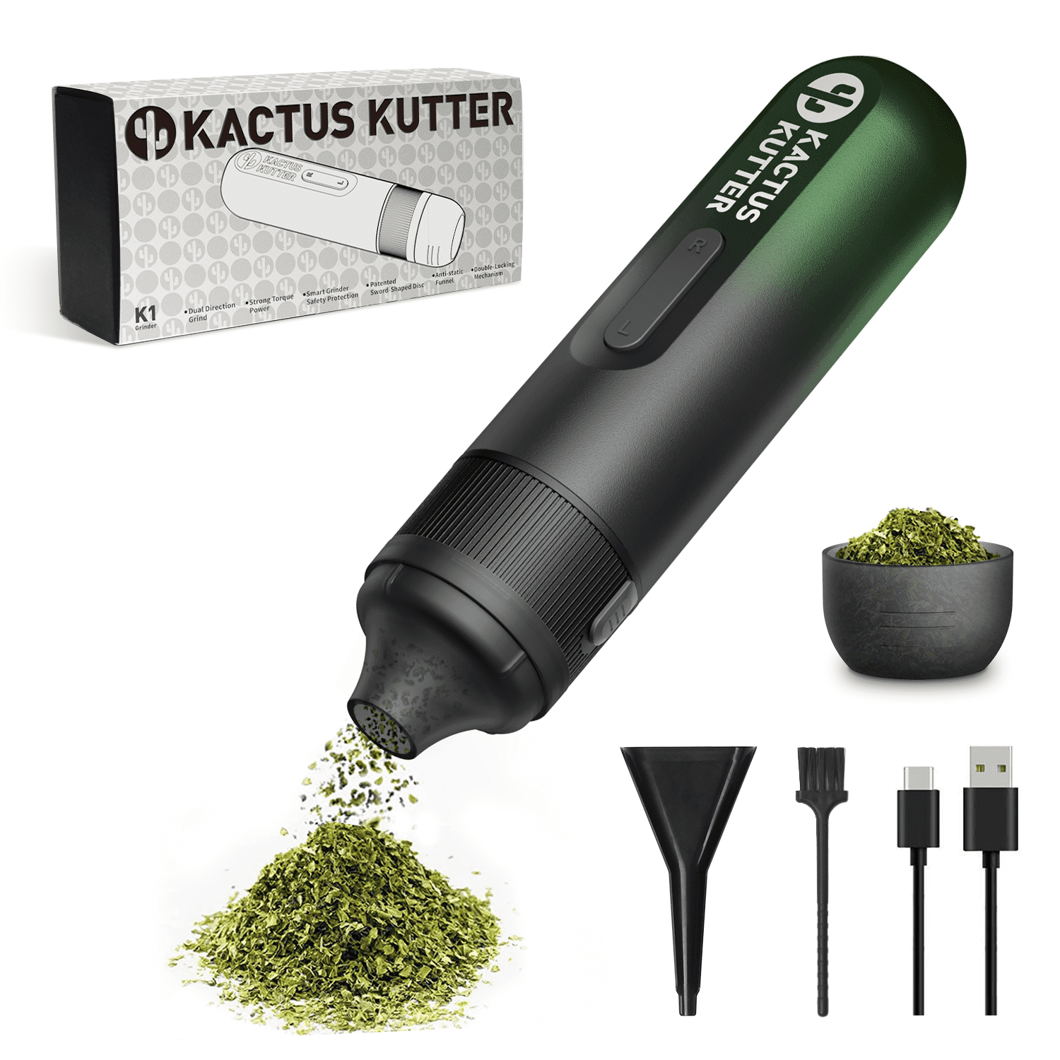 KactusKutter K1 Electric Herb Grinder Battery Powered Automatic Portab