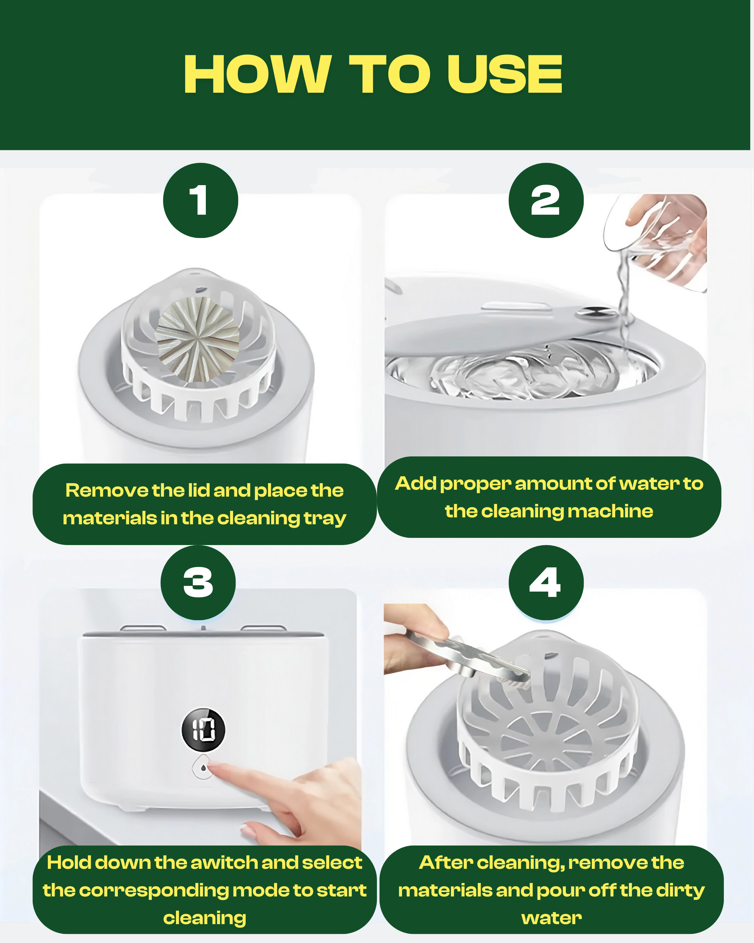 KactusKutter UltraSonic Pro Cleaner - 45000Hz High-Frequency, Waterproof & Dustproof