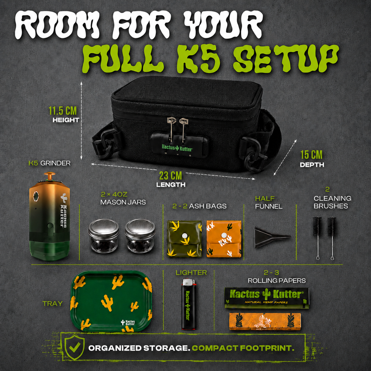 KactusKutter KB03 Smell Proof Bag For K5 Grinder and Accessories