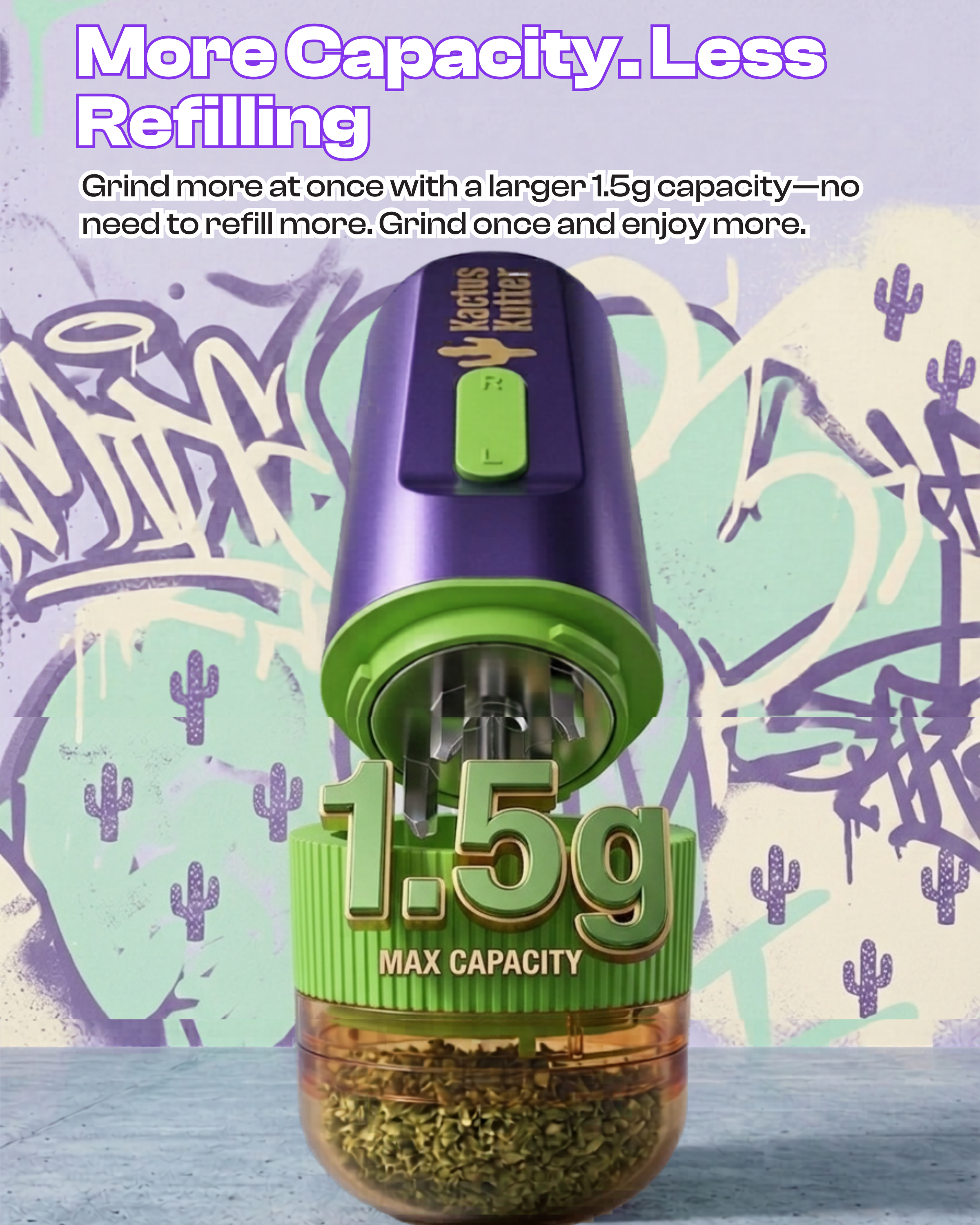 KactusKutter K1 Pro Electric Herb Grinder Automatic 1.5 Grams Spice Mill One-Handed Operation Portable Grinder - Amethyst Pulse