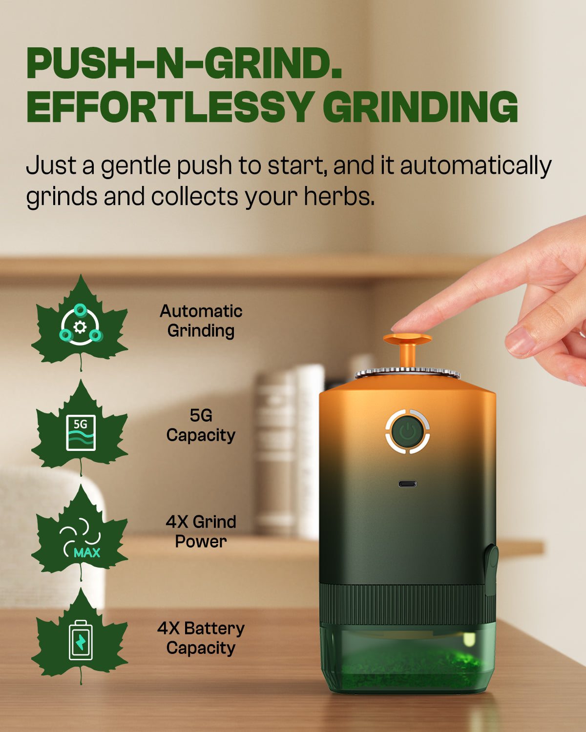 KACTUSKUTTER K5 Electric Herb Grinder, 4X Powerful and 3 Adjustable Sizes Grinding Disc Battery Powered Spice Mill Holds up to 5 Gram