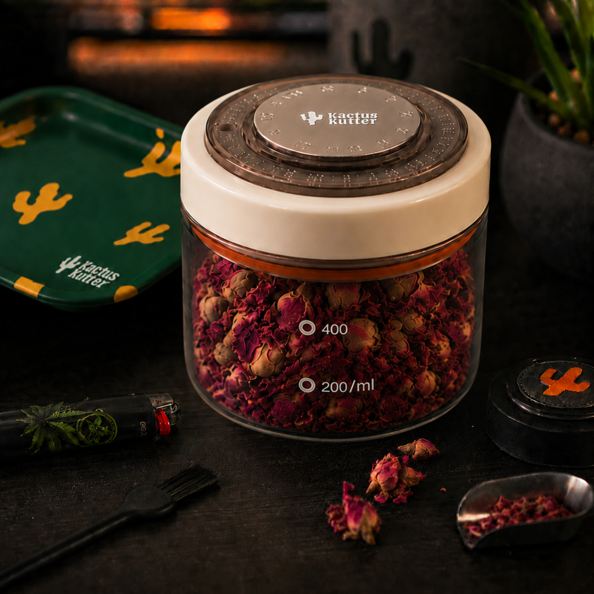 KactusKutter Vacuum Sealed Jar 500ml Airtight Containers with Date Tracker, Smell Proof Storage For Herb