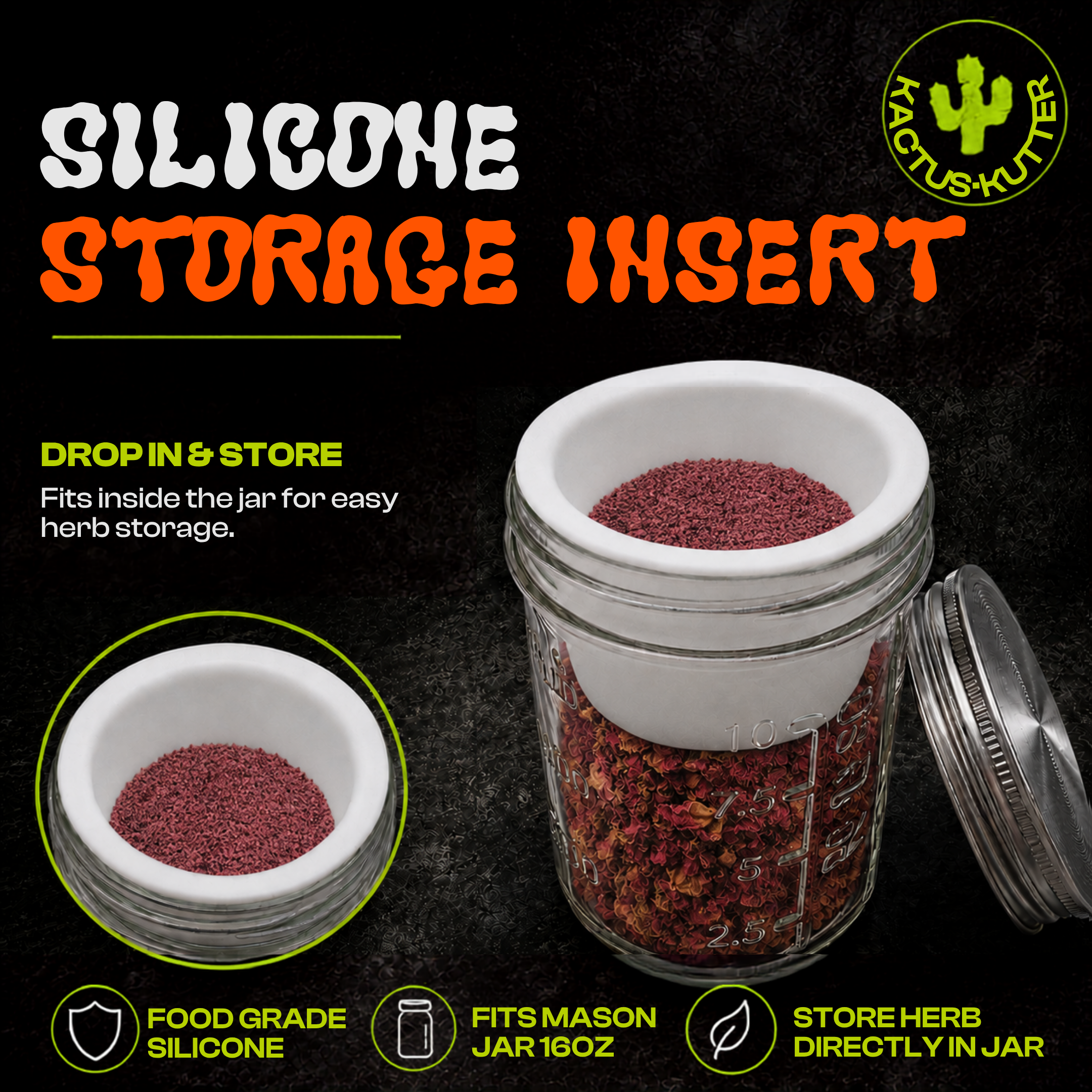 KactusKutter 16oz Mason Jar Kit 2Pack With Kief Catcher & Compatible with K5/K2 Pro