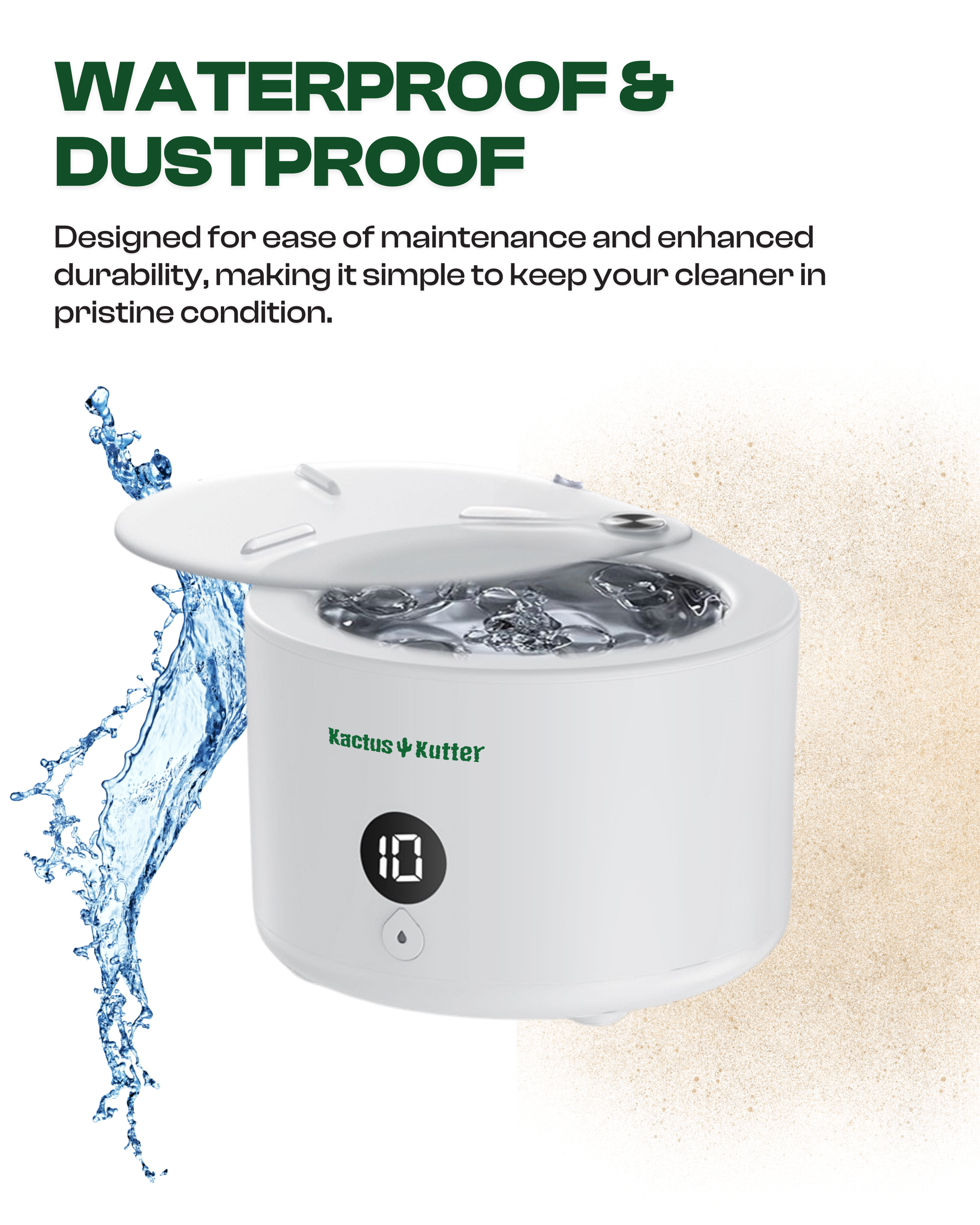 KactusKutter UltraSonic Pro Cleaner - 45000Hz High-Frequency, Waterproof & Dustproof