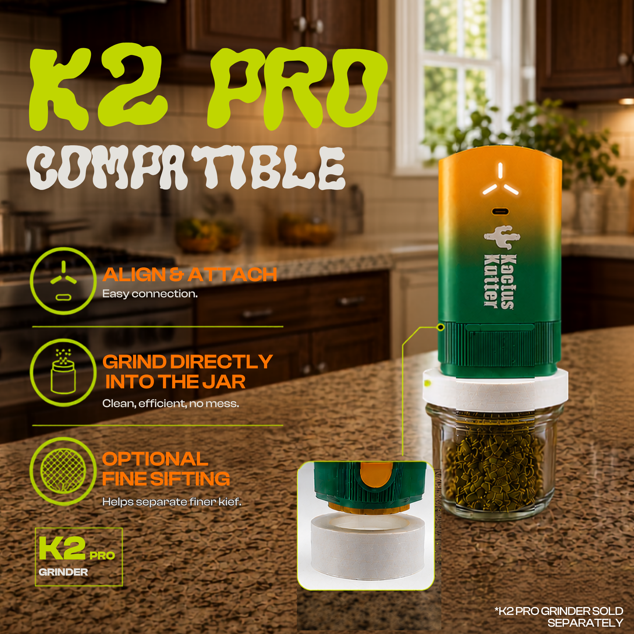 KactusKutter 4oz Mason Jar Kit 4Pack With Adapter Compatible with K5/K2 Pro