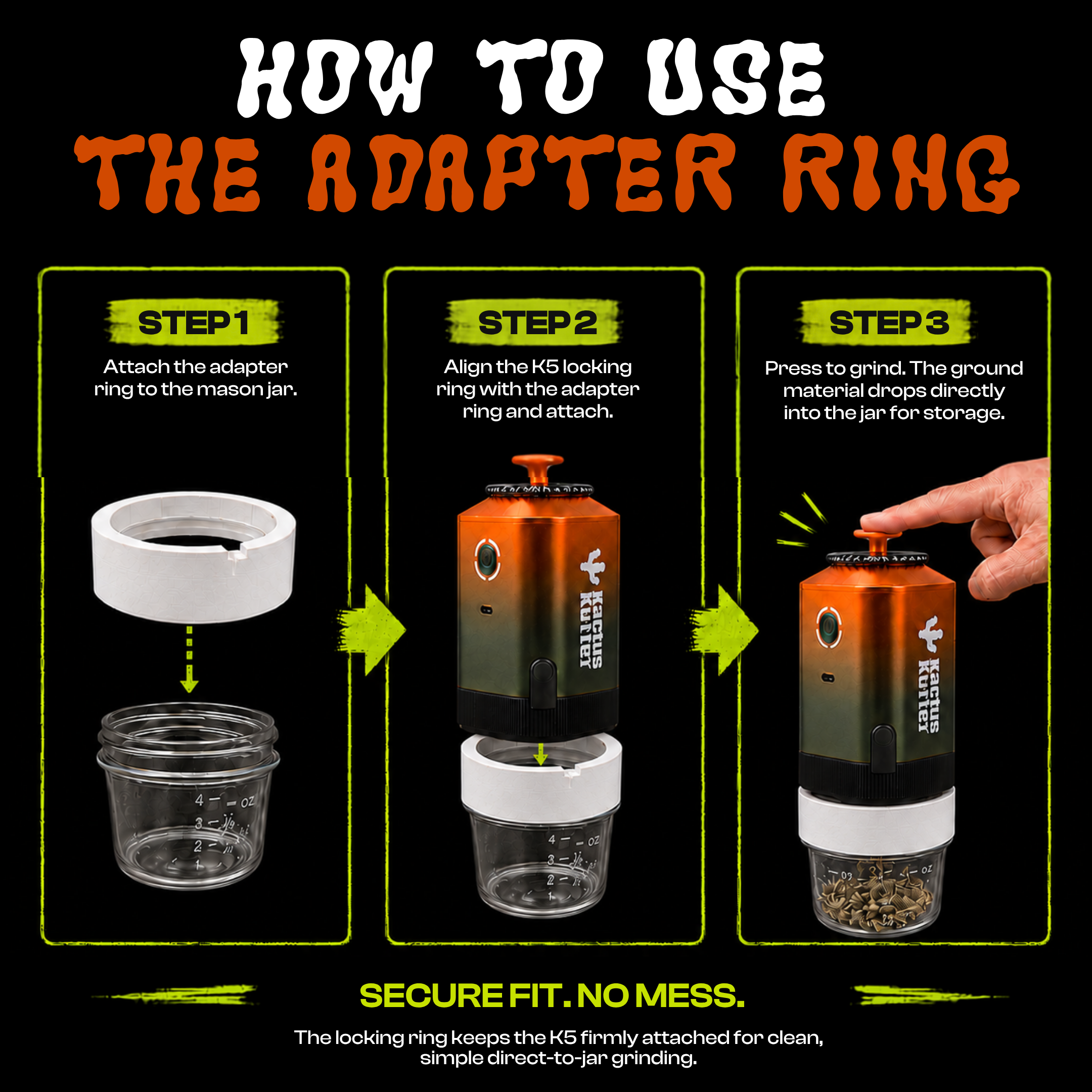 KactusKutter 4oz Mason Jar Kit 4Pack With Adapter Compatible with K5/K2 Pro