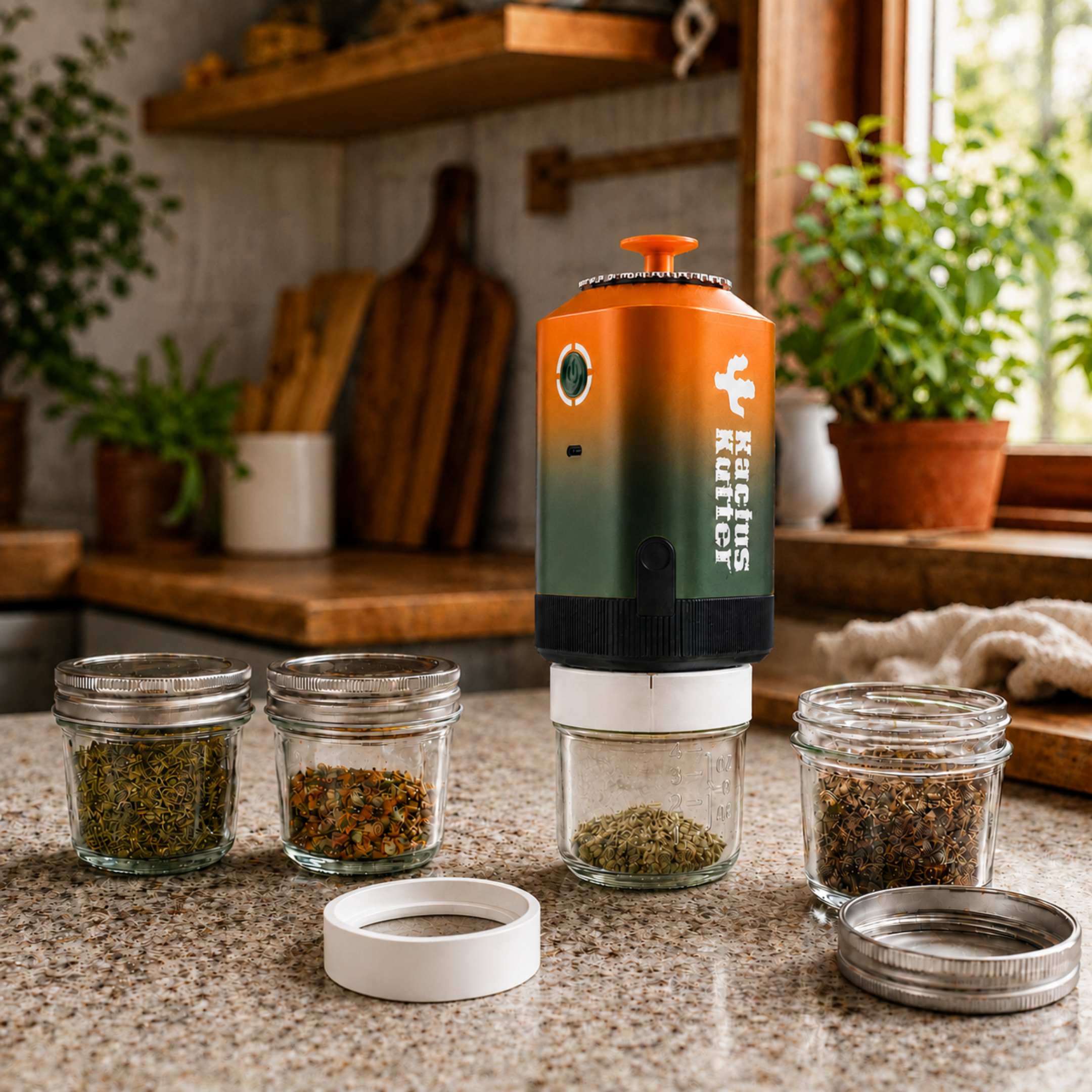 KactusKutter 4oz Mason Jar Kit 4Pack With Adapter Compatible with K5/K2 Pro