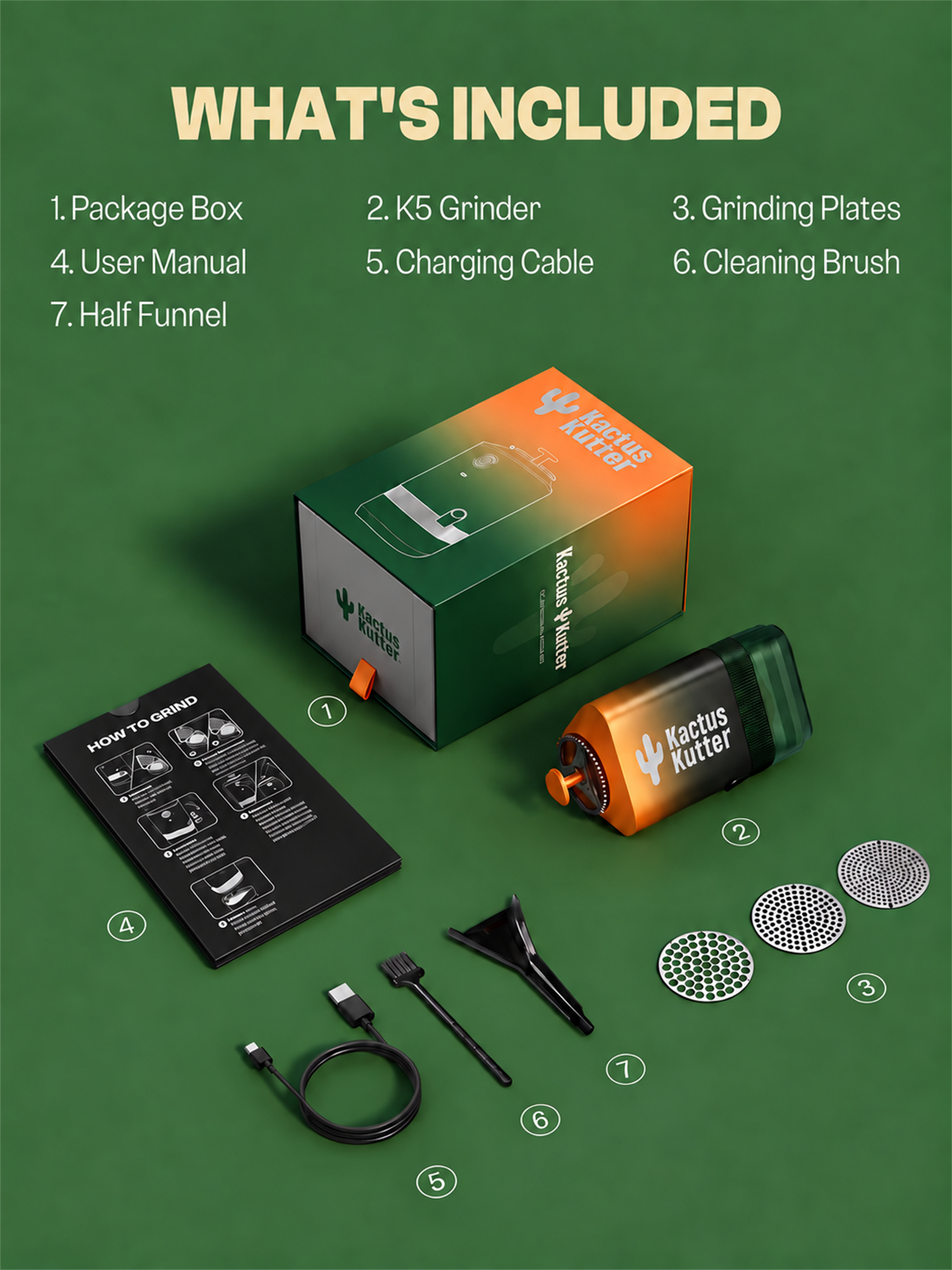 KACTUSKUTTER K5 Electric Herb Grinder (with Sticky Grinding Disc)