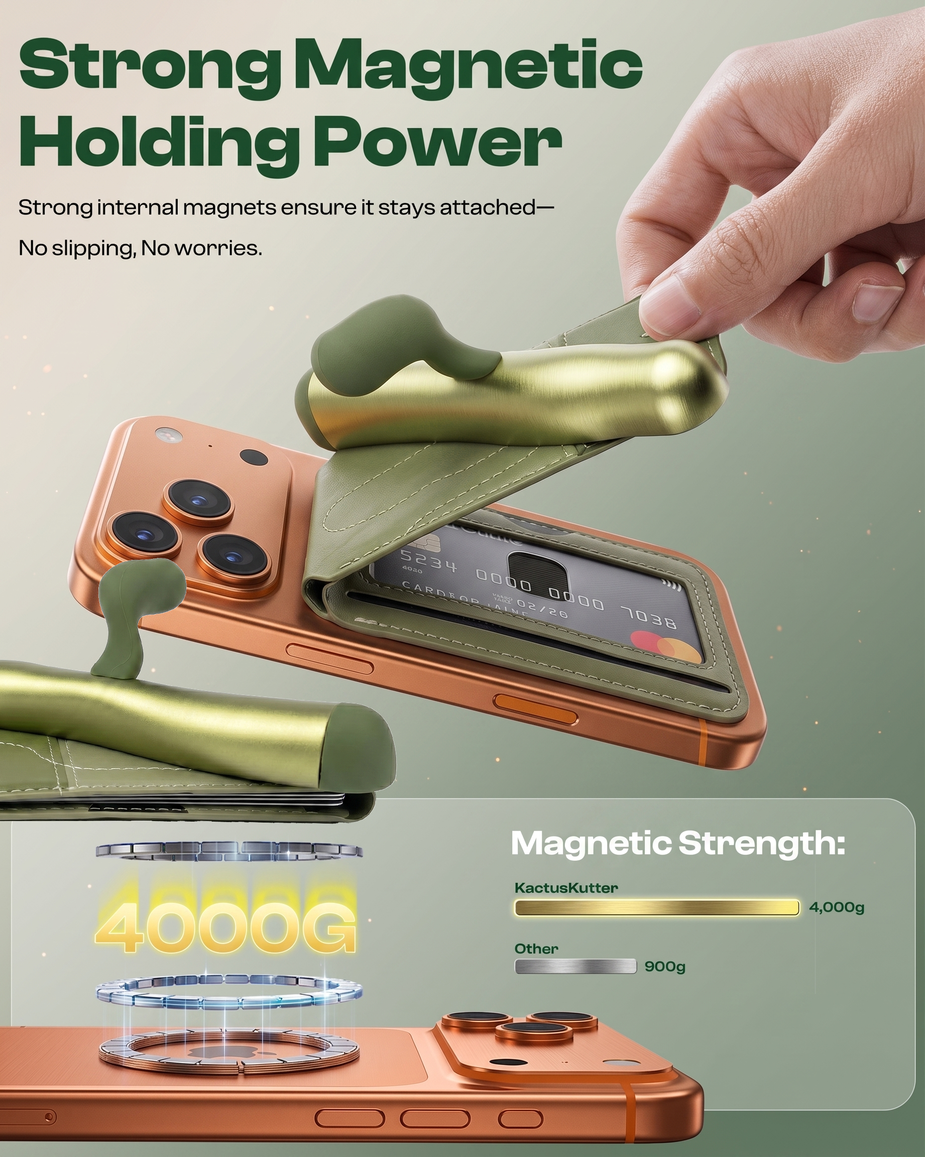KactusKutter Magnetic Card Wallet MagSafe